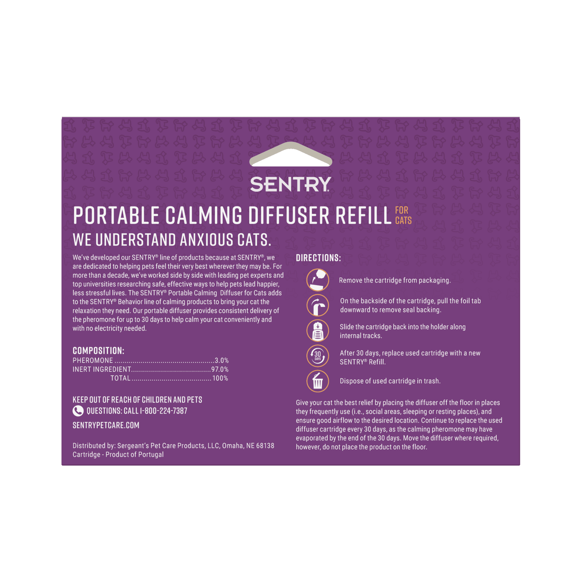 Sentry Behavior Calming Pheromone Portable Calming Diffuser for Cats