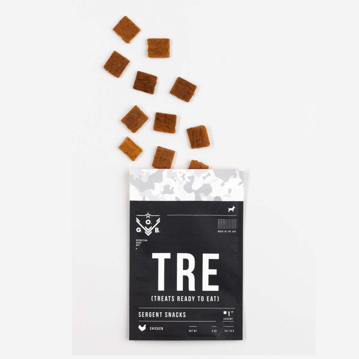 Operation Good Boy Sergent Snacks 1-Inch Square Cut Chicken Training Jerky Dog Treats -  5 Oz