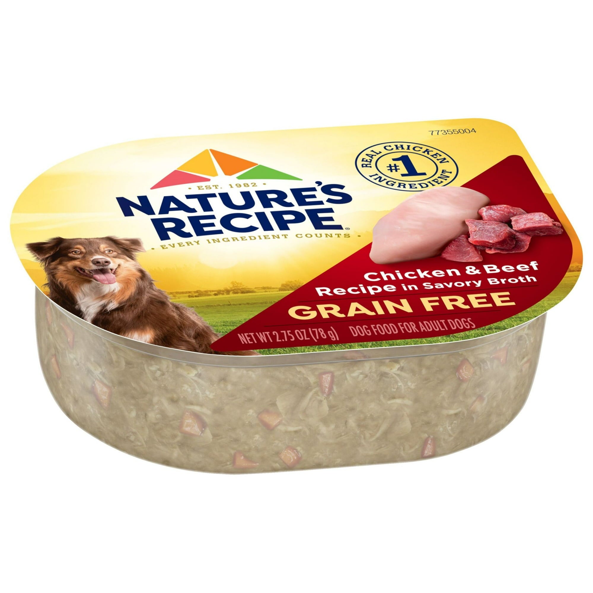 Nature's Recipe Prime Blends Grain-Free Chicken and Beef in Broth Wet Dog Food Trays - 2.75 Oz - Case of 12