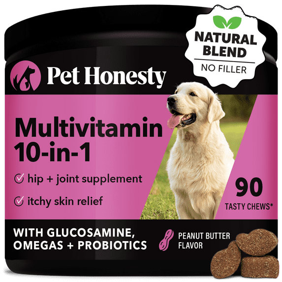 Pet Honesty Multi-Vitamin 10-in-1 Probiotic Peanut Butter Flavor Soft Chew Dog Supplement - 90 Count Default Title
