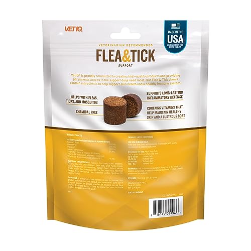 VETIQ Flea and Tick Defense Hickory Smoke with Apple Cider and Flaxseeds Flea Soft Chew Dog Supplements - 60 Count