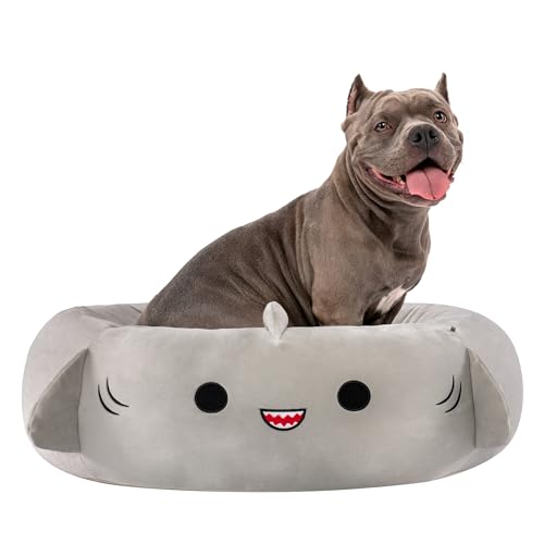 Jazzwares Squishmallows Gordon Shark Round Ultra-Soft Cat and Dog Bed - Gray Large - 30 Inch