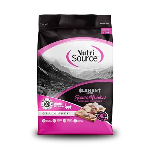 Nutrisource Element Series Scenic Meadow Grain-Free Turkey Duck and Rabbit Dry Cat Food - 4 Lbs - Case of 8