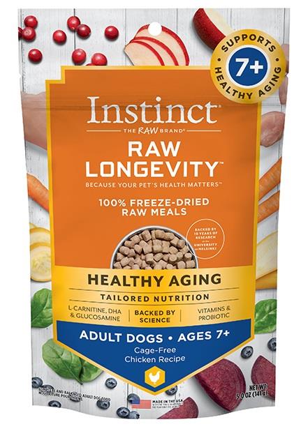 Longevity Healthy Aging Chicken Bites Adult 7+ 100% Freeze-Dried Raw Dog Food 5 Ounce