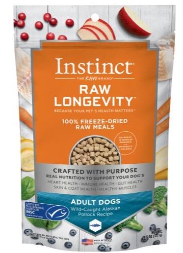 Longevity Alaskan Pollock Bites Adult 100% Freeze-Dried Raw Dog Food 4.5 Ounce