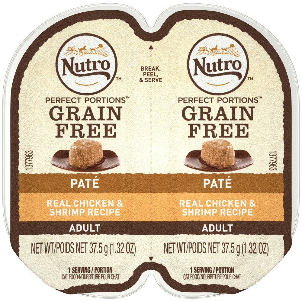 Nutro Grain-Free Perfect Portions Chicken and Shrimp Pate Adult Wet Cat Food Trays - 2.6 Oz - Case of 24 Default Title