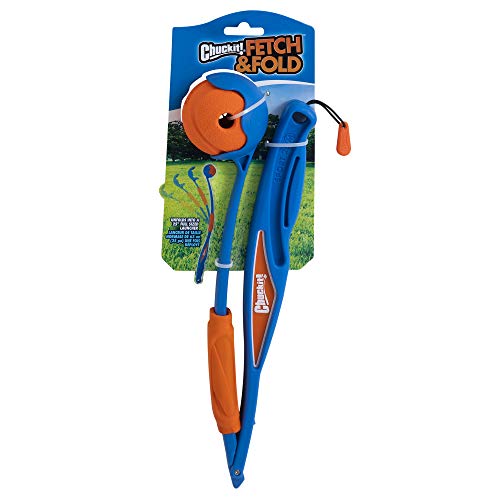 Chuckit! Petmate Fetch & Fold Ball Launcher with 2.5 Inch Diameter Ball Interactive Dog Toy - Mini - 18 Inch