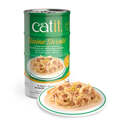 Catit Divine Shreds in Jelly Chicken and Liver and Broccoli Canned Cat Food - 3 Oz - 4 Pack - Case of 6 Default Title