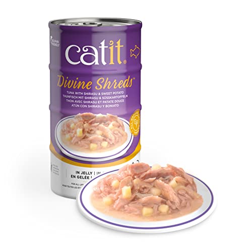 Catit Divine Shreds in Jelly Tuna and Sweet Potato with Shirasu Canned Cat Food - 3 Oz - 4 Pack - Case of 6 Default Title