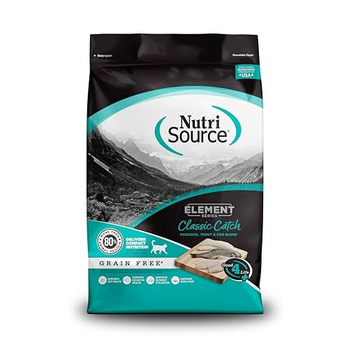 Nutrisource Element Series Classic Catch Grain-Free Haddock Trout and Cod Dry Cat Food - 4 Lbs - Case of 8