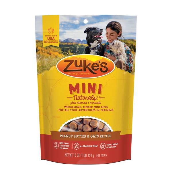 Zuke's Mini Naturals Peanut Butter and Oats Recipe with Vitamins and Minerals Soft and Chewy Training Dog Treats 16 Ounce
