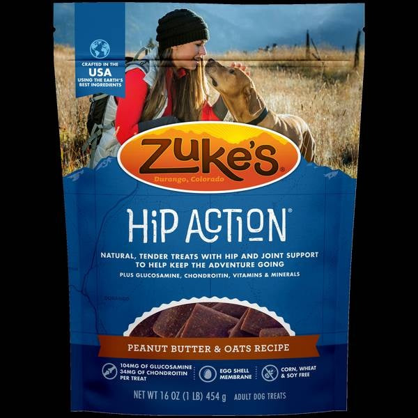 Zuke's Hip and Joint Support Peanut Butter and Oats Recipe Senior Adult Soft and Chewy Dog Treats - 16 Oz