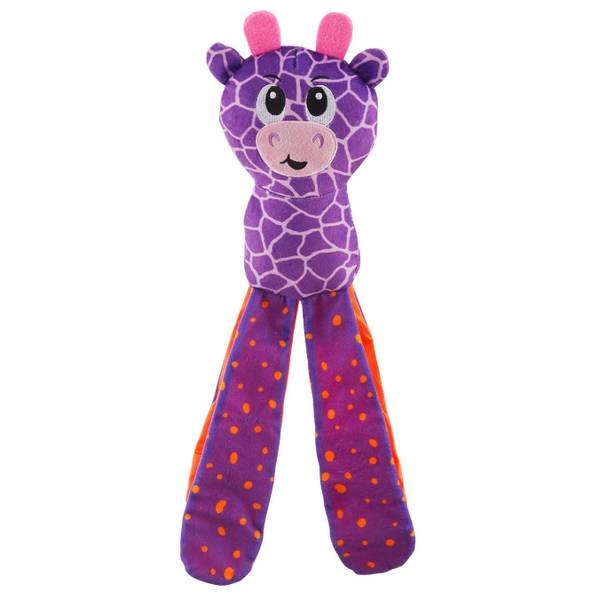 Outward Hound Nina Ottosson Silly Legz Giraffe Treat Stuffing Squeak and Plush Dog Toy - Purple