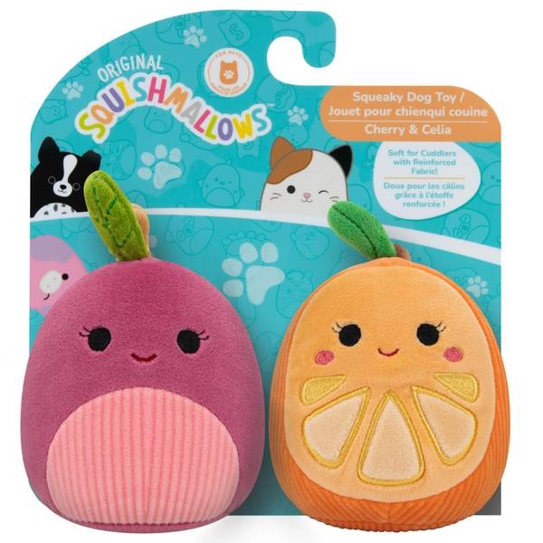 Jazzwares Squishmallows Fruit Squeak and Plush Dog Toy - 3.5 Inch - 2 Pack Default Title