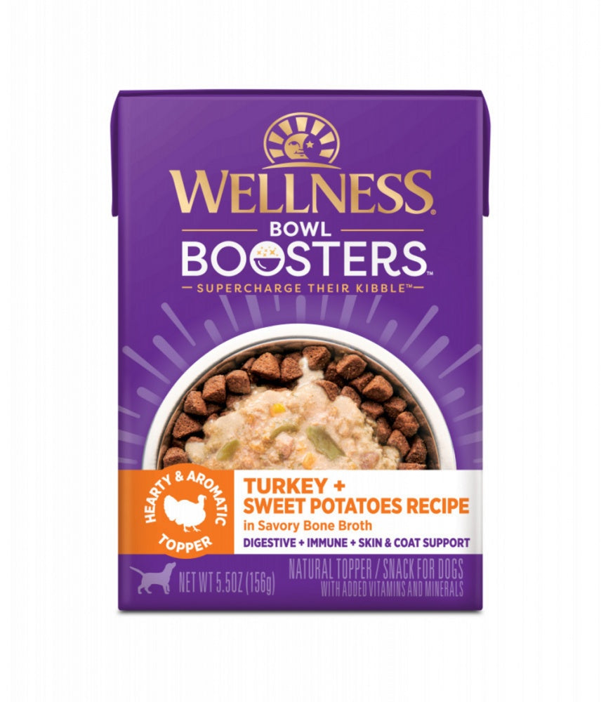 Wellness Bowl Boosters Hearty Toppers Grain-Free Turkey and Sweet Potatoes in Broth Wet Dog Food Topper - 5.5 Oz - Case of 12 Default Title