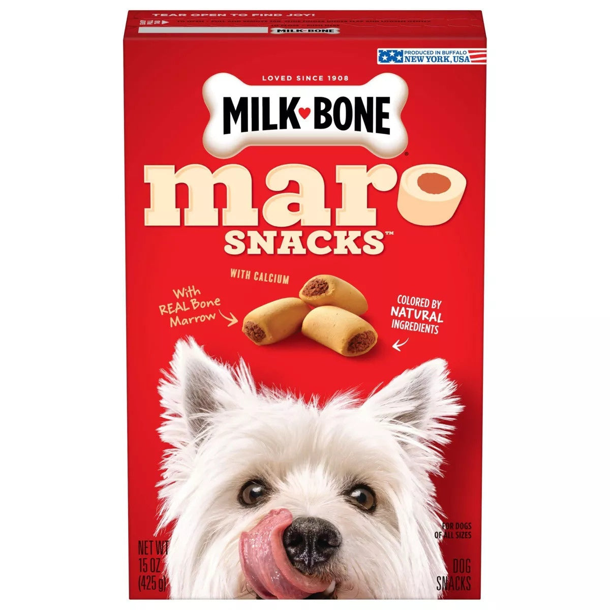Milk-Bone MaroSnacks Peanut Butter Flavored Bone Marrow Chewy Dog Treats 15 Oz - 6 Pack