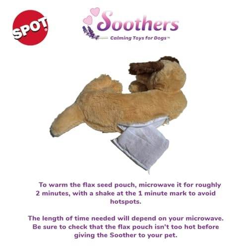 Ethical SPOT Soothers Warm Hug Pal Anxiety Relief Removable Squeaker Microwavable Pouch Plush Dog Toy - 10 Inch
