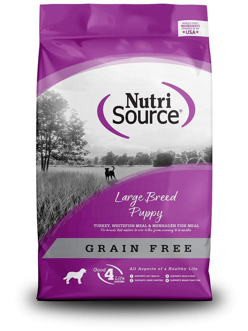 Nutrisource Grain-Free Turkey Whitefish and Menhaden Fish Large-Breed Puppy Dry Dog Food - 4 Lbs - Case of 8