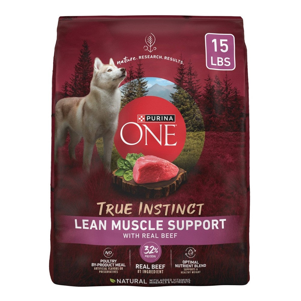 Purina ONE True Instinct Lean Muscle Support Real Beef Dry Dog Food 15 Pounds