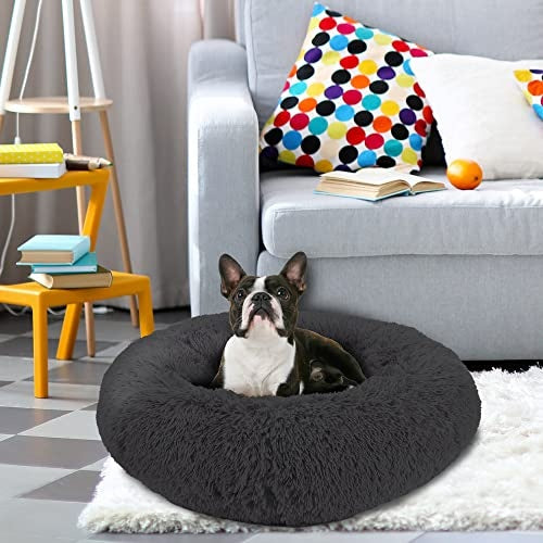 Arlee Rover Shaggy Round Calming Pet Bed
