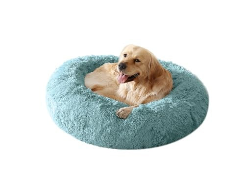 Arlee Rover Shaggy Round Calming Pet Bed Teal Large - L:36 X W:36 X H:10