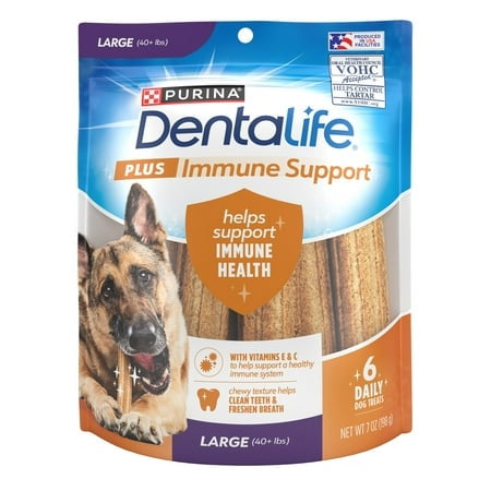 Purina DentaLife + Immune Support Chicken Apple and Blueberry Dental Dog Treats - Large 6 Count - 7 Oz - Case of 5