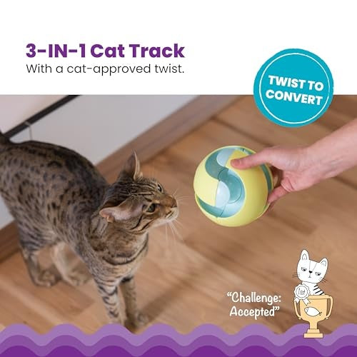 Outward Hound Catstages 3-in-1 Twist-a-Ball Convertible Rolling Ball and Track Interactive Cat Toy