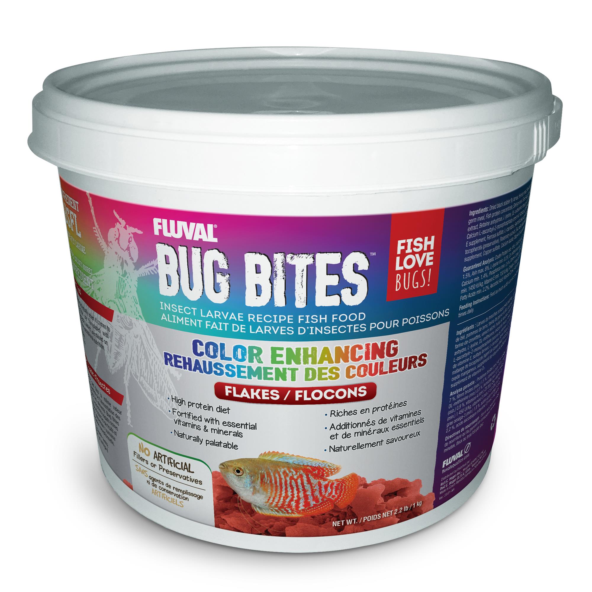 Fluval Bug Bites Insect Color Enhancing Flakes for Small-Medium Tropical Fish Food 2.2 Pounds