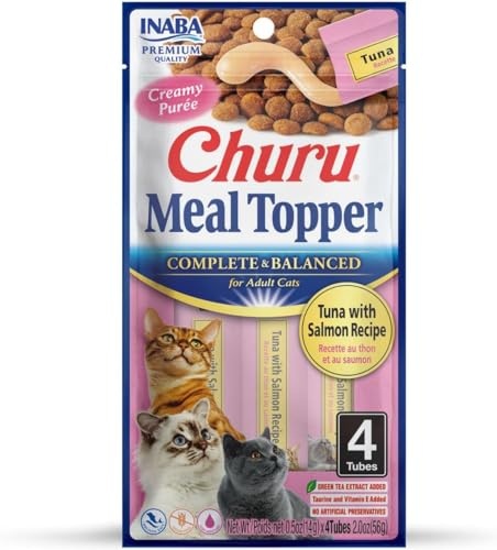 Inaba Churu Complete and Balanced Tuna and Salmon Cat Food Meal Topper Pouch - .5 Oz - 4 Pack - Case of 6 Default Title