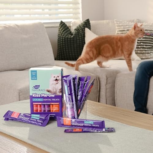 Ark Naturals Kiss Me-Ow Salmon Chicken and Tuna Lickable Dental Cat Treats - Variety Pack - 10.5 Oz