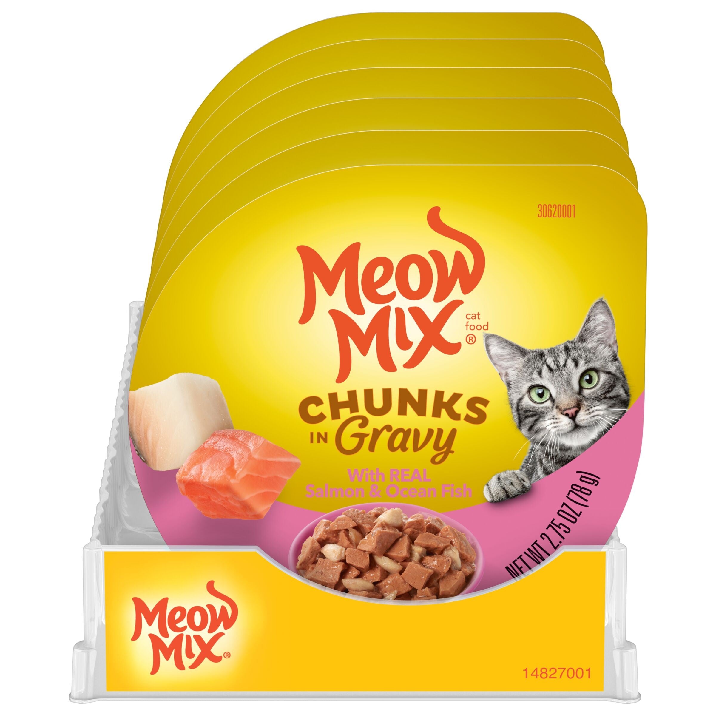 Meow-Mix Salmon and Oceanfish Chunks in Gravy Wet Cat Food Trays - 2.75 Oz - 12 Pack Default Title