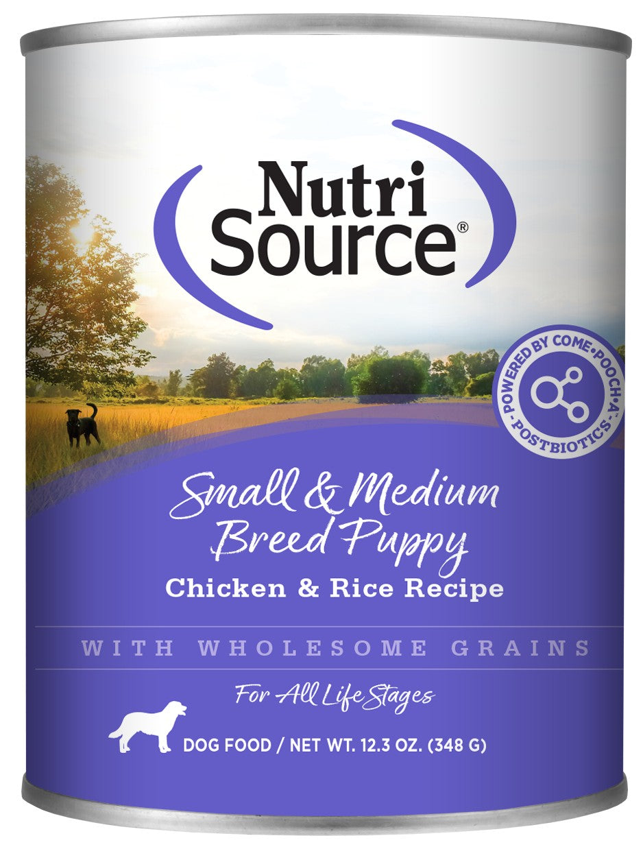 Nutrisource Chicken and Rice with Wholesome Grains Small and Medium Breed Puppy Canned Dog Food - Case of 12 12.3 Oz - Case of 12