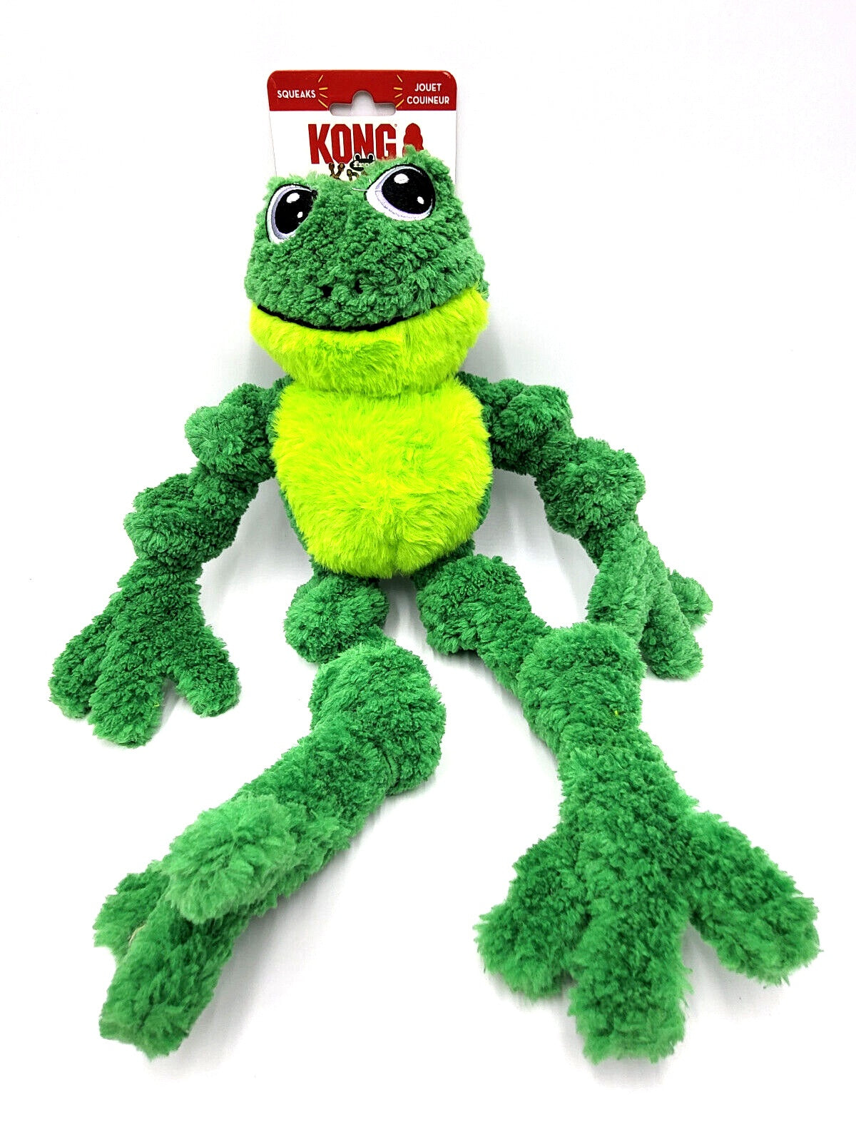 Kong Knots Belly Frog Internal Knotted Ball Low-Stuffing Squeak and Plush Dog Toy - Large/X-Large