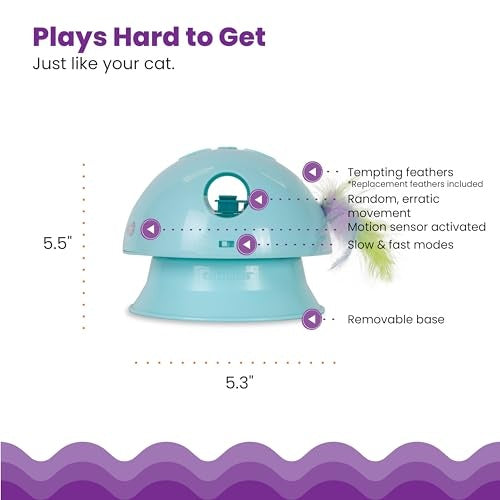 Outward Hound Catstages 2-In-1 Dart N' Dash Electronic Feather Teasing Interactive Cat Toy