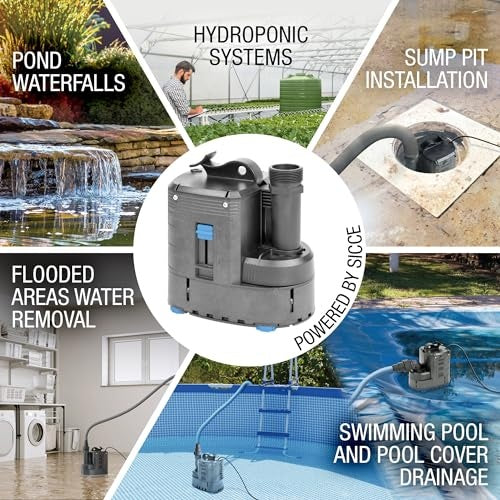 Sicce Ultra 9000 Multifunctional Utility Water Pump for Commercial or Home use - 2,245 GPH