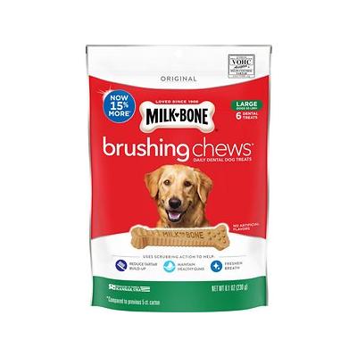 Milk-Bone Original Bone Brushing Chews Chicken Flavored Dental Dog Treats - Large Large 6 Count - 8.1 Oz