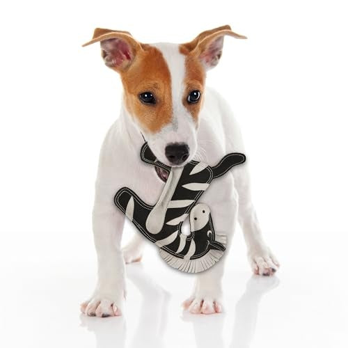 Ethical SPOT Dura-Fused Colors Natural Leather and Jute Jungle Animal Squeak Chew Dog Toy - 11 Inch