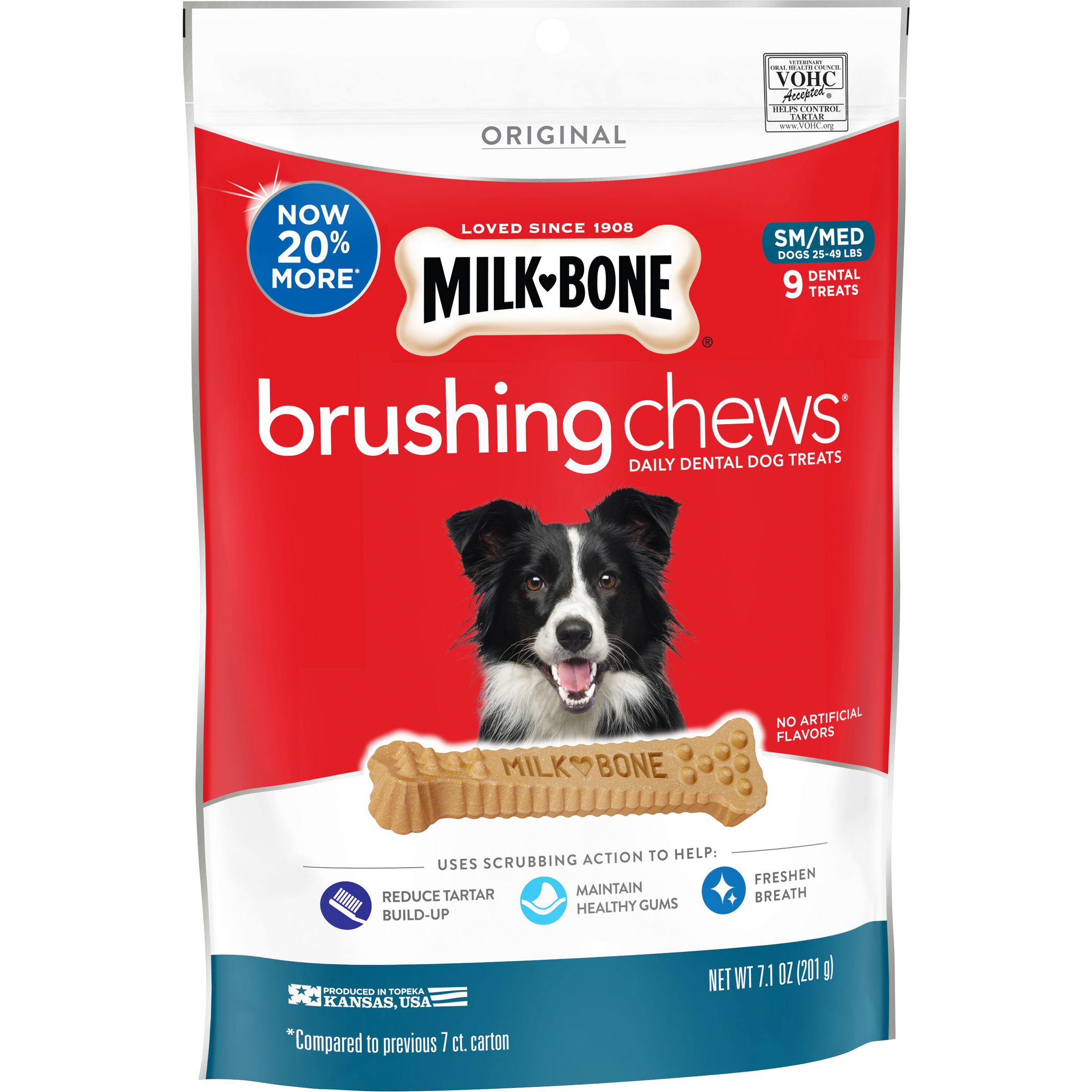 Milk-Bone Original Bone Brushing Chews Chicken Flavored Dental Dog Treats - Small/Medium Small/Medium 9 Count - 7.1 Oz