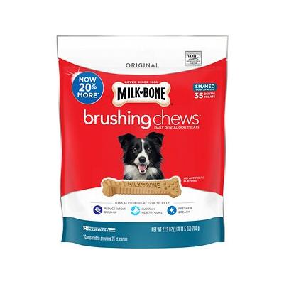 Milk-Bone Original Bone Brushing Chews Chicken Flavored Dental Dog Treats - Small/Medium Small/Medium 35 Count - 27.5 Oz