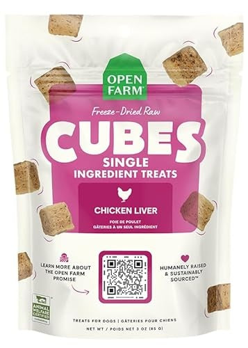 Open Farm Cubes Single-Ingredient Chicken Liver Freeze-Dried Raw Dog Treats - 3 Oz Default Title