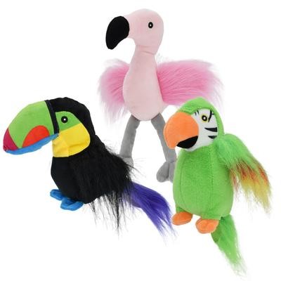 Multipet Margaritaville Tropical Birds Squeak and Plush Dog Toy - Assorted Color - 8 Inch