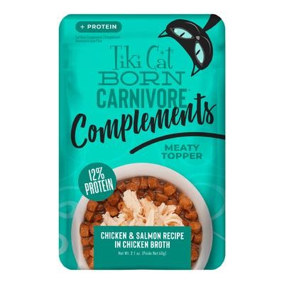 Tiki Cat Born Carnivore Compliments Meaty Chicken and Salmon in Broth Wet Cat Food Topper Pouch - 2.1 Oz - Case of 12 Default Title