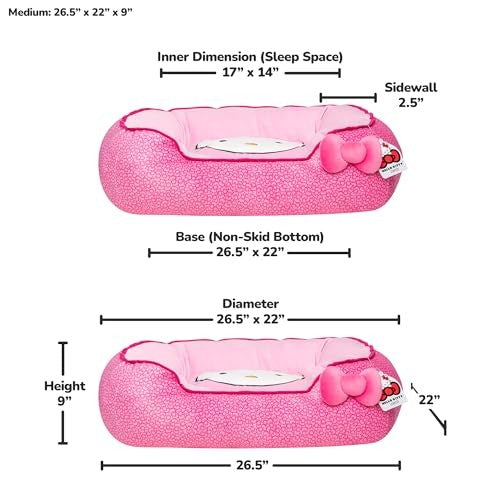 Jazwares Hello Kitty Bolster Rounded Dog and Cat Bed