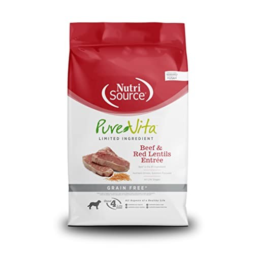 Nutrisource PureVita Grain-Free Limited Ingredient Beef and Red Lentils Dry Dog Food - 12 Lbs