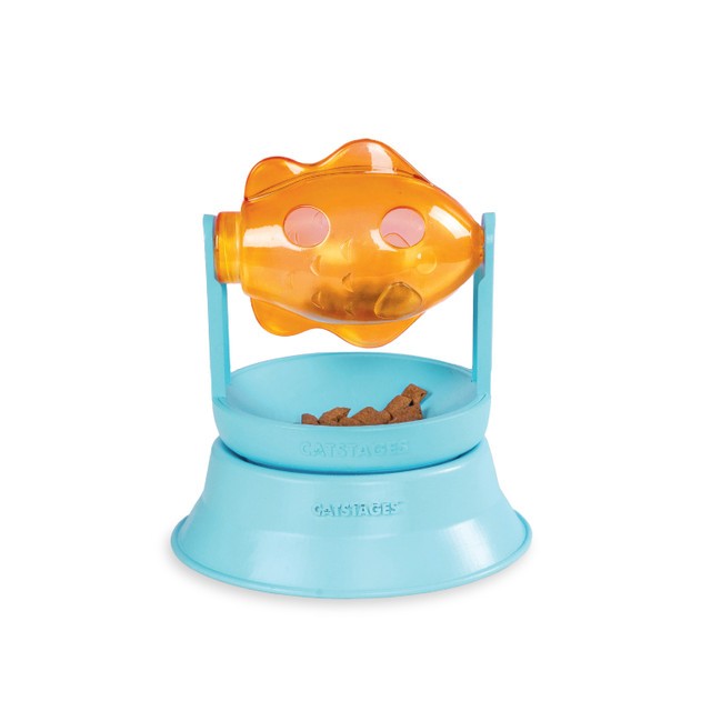 Outward Hound Catstages 2-in-1 Spinning Fish Treat Dispensing Puzzle Feeder Interactive Cat Toy Default Title