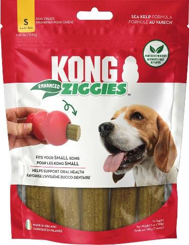 Kong Ziggies Enhanced Plant-Based Teeth Cleaning Dental Dog Sticks Treats Small - 7 Oz