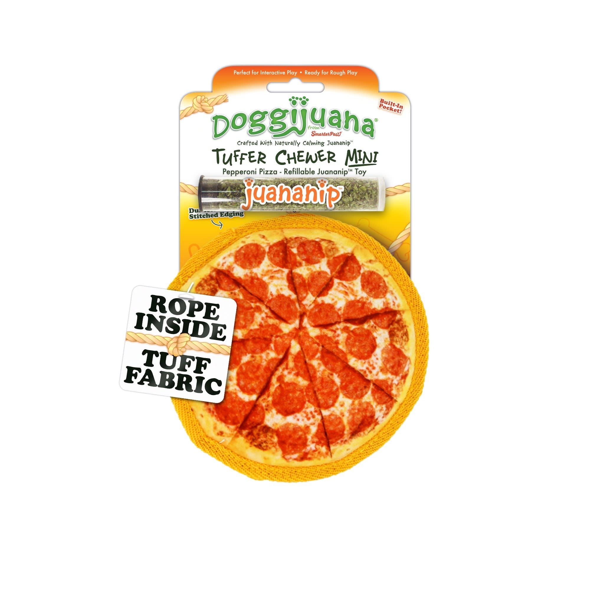 Meowijuana Doggijuana Whole Pizza Tuffer Chewer Inner-Rope Refillable Juananip Plush Dog Toy