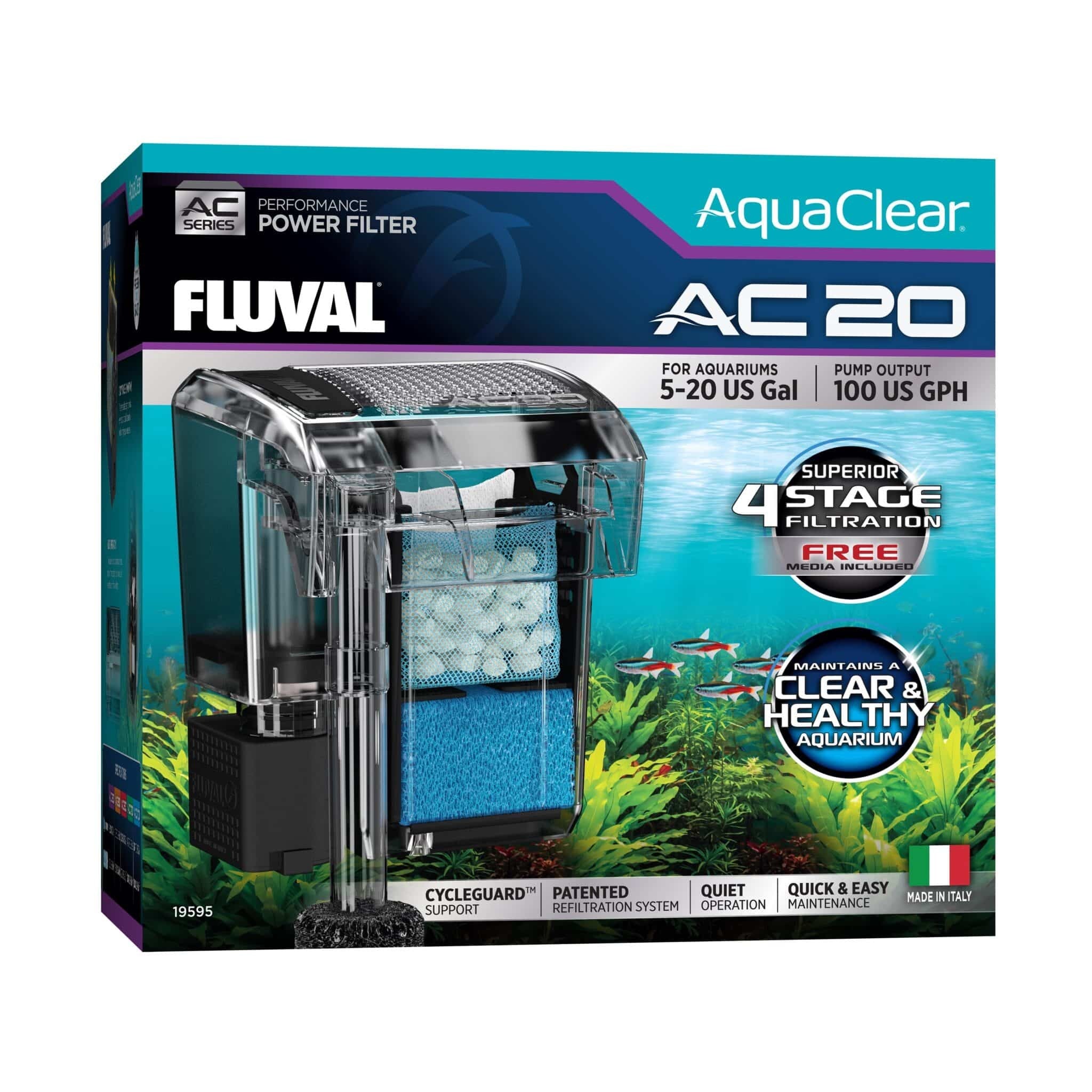 Fluval AquaClear AC20 Aquarium Hang-On Power Filter - For 5-20 Gallons Default Title