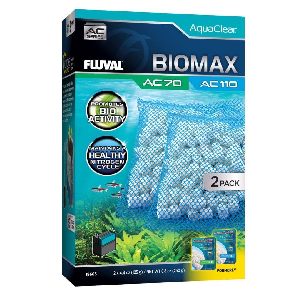 Fluval AquaClear Freshwater and Saltwater BIOMAX Insert for AC70/AC110 Aquarium Power Filter - 4.4 Oz 2 Pack