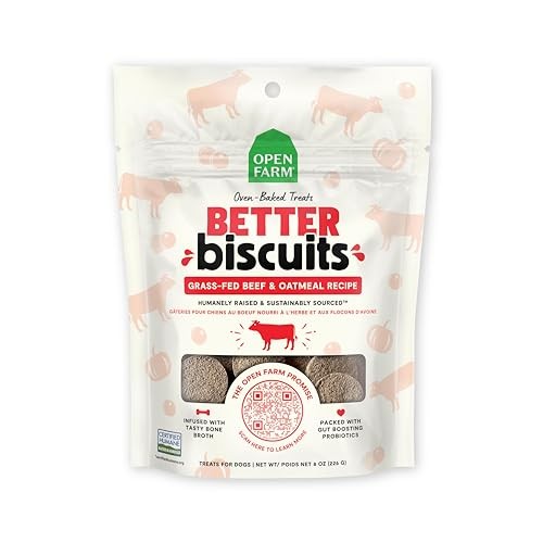Open Farm Better Biscuits Beef and Oatmeal with Probiotics Oven-Baked Crunchy Dog Treats - 8 Oz - Case of 12